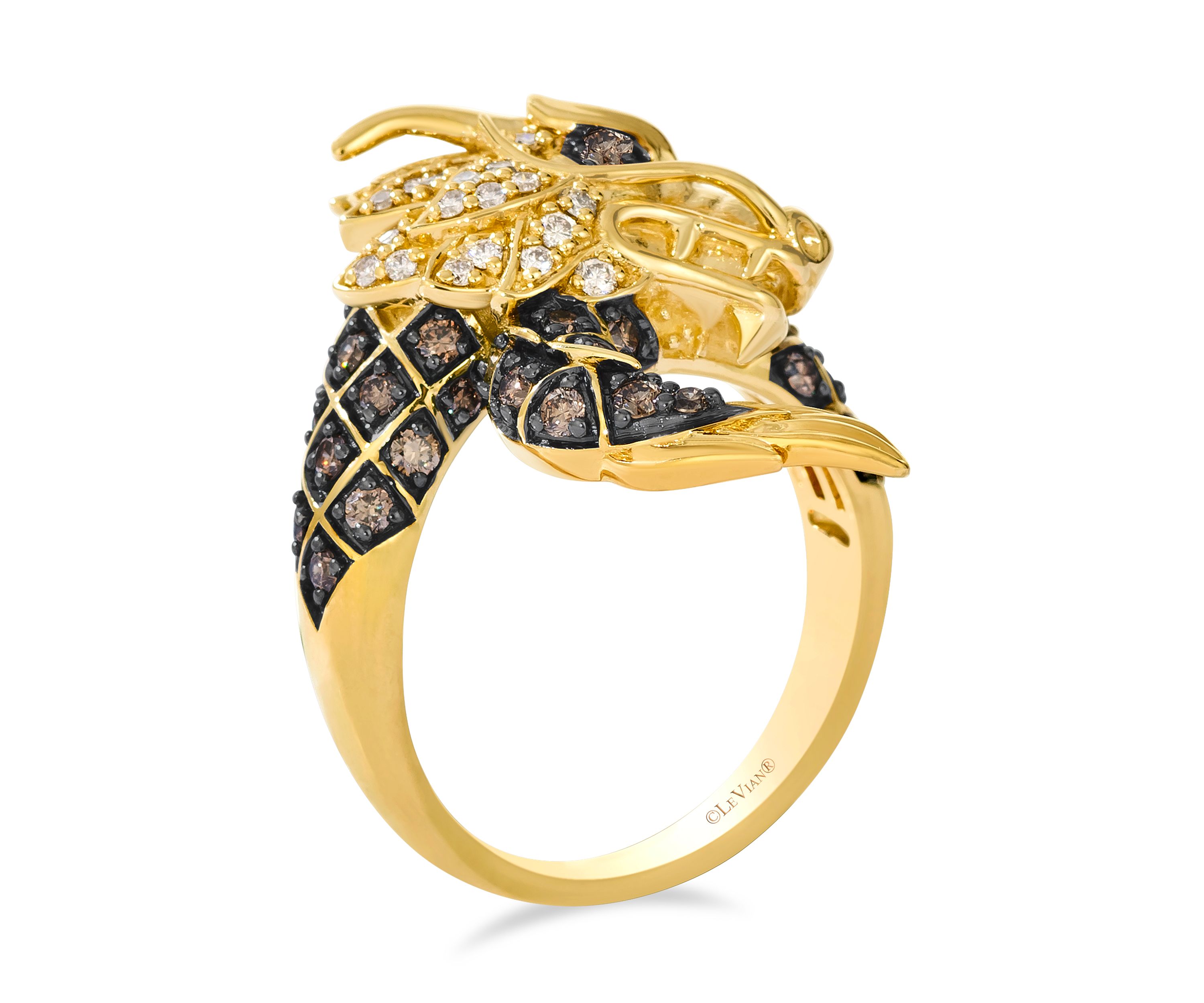 Dragon Ring featuring 1/2 ct. t.w. Chocolate Diamonds®, 1/8 ct. t.w. Nude Diamonds™ set in 14K Honey Gold™