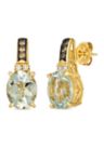 Earrings featuring 4.88 ct. t.w. Mint Julep Quartz™, 1/10 ct. t.w. Nude Diamonds™, 1/8 ct. t.w. Chocolate Diamonds® set in 14K Honey Gold™
