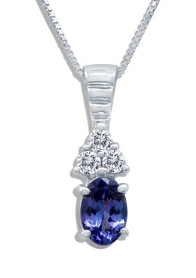 1/2 ct. t.w. Blueberry Tanzanite®, 1/6 ct. t.w. Vanilla Diamonds® Pendant Necklace in 14K Vanilla Gold®