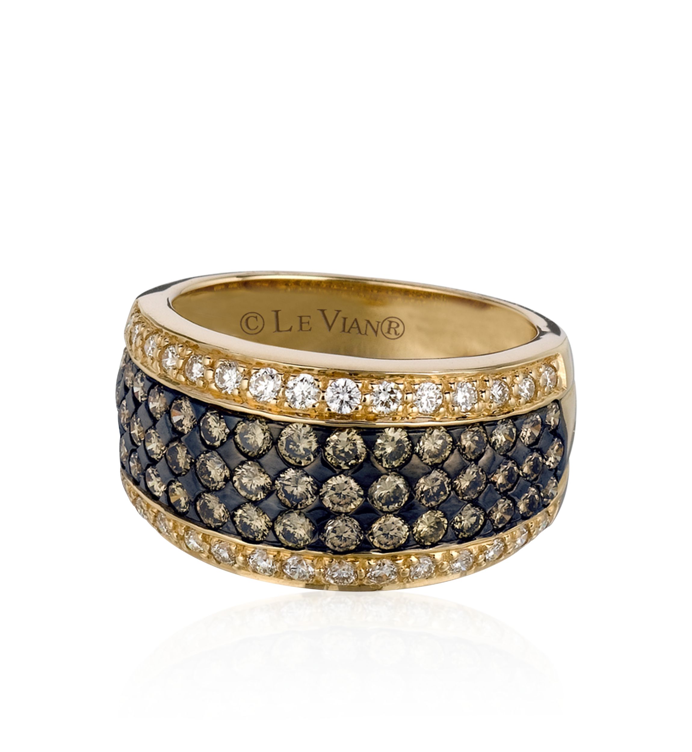 Chocolate Diamonds® and Vanilla Diamonds® Ring in 14k Honey Gold
