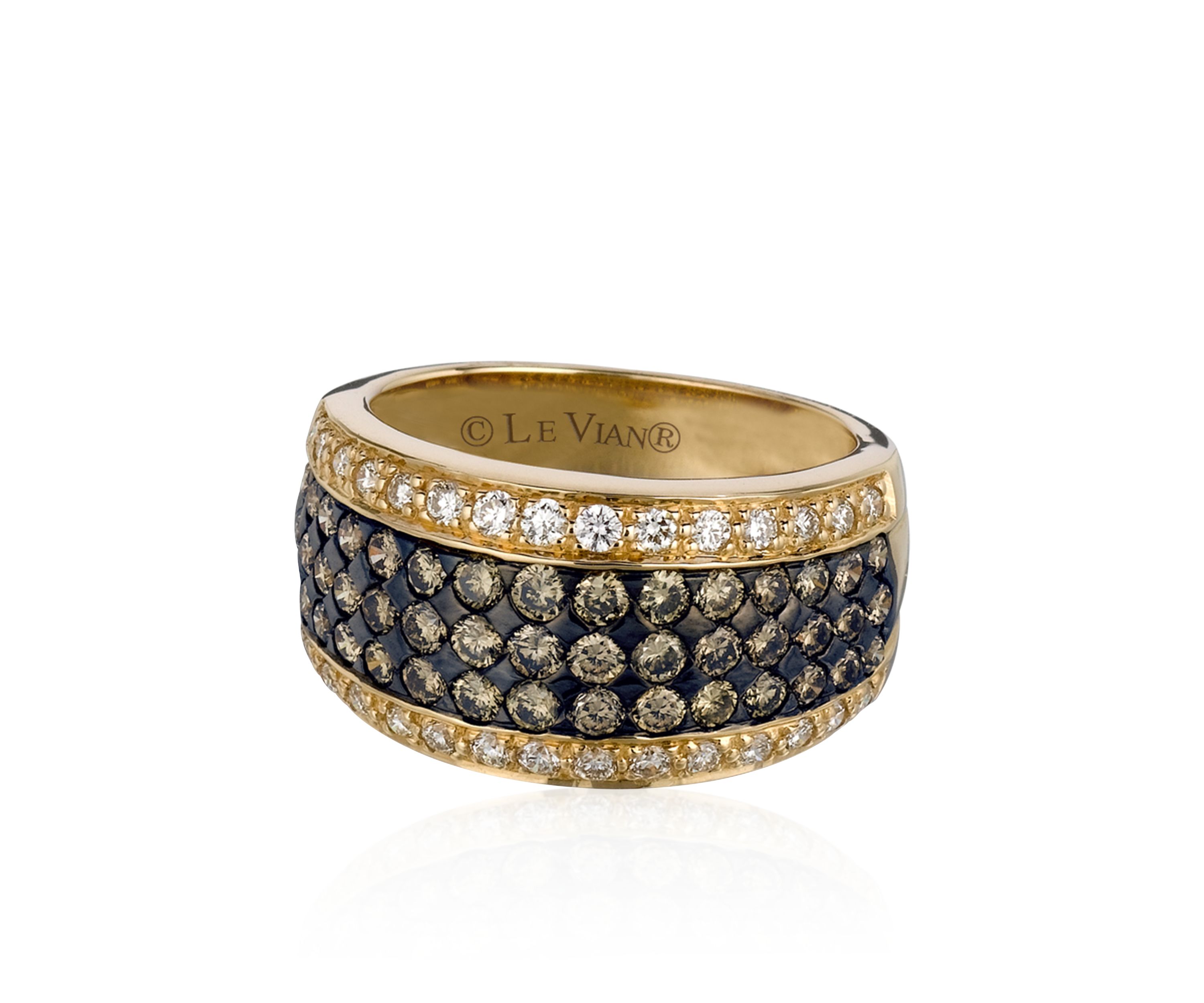 Chocolate Diamonds® and Vanilla Diamonds® Ring in 14k Honey Gold