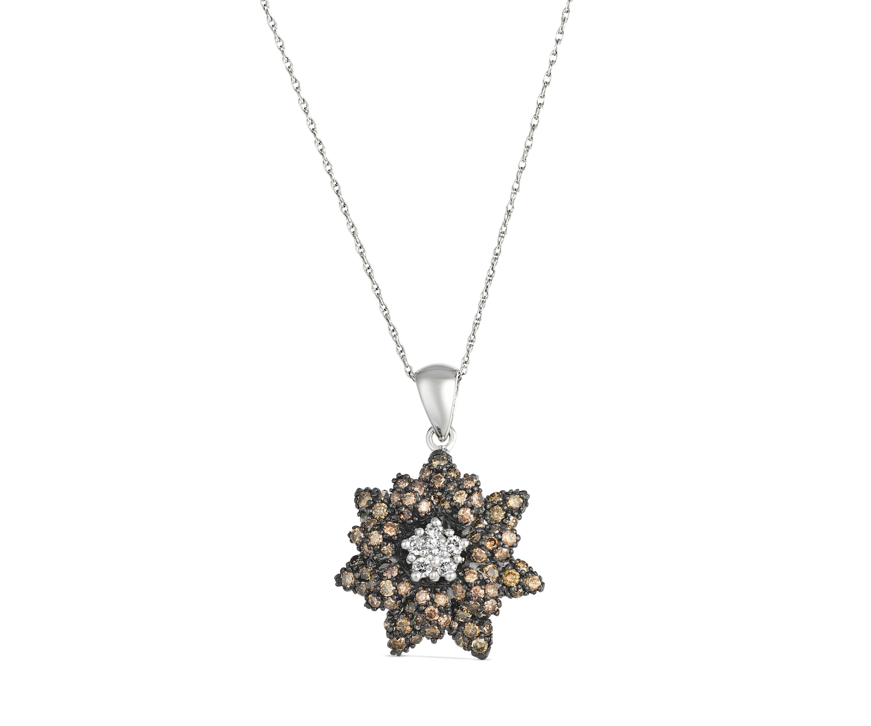 1/6 ct. t.w. Vanilla Diamonds®, 1.33 ct. t.w. Chocolate Diamonds® Pendant Necklace in 14K Vanilla Gold®