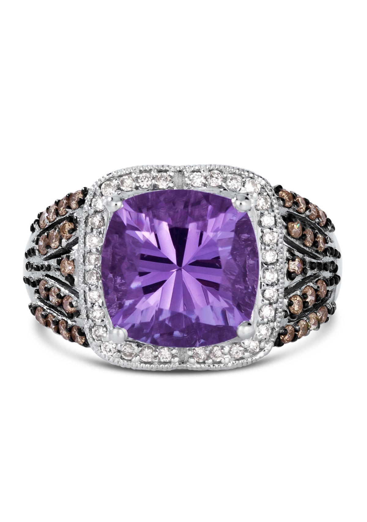 3.5 ct. t.w. Grape Amethyst™, 1/4 ct. t.w. Chocolate Diamonds®, 1/8 ct. t.w. Vanilla Diamonds® Ring in 14K Vanilla Gold®