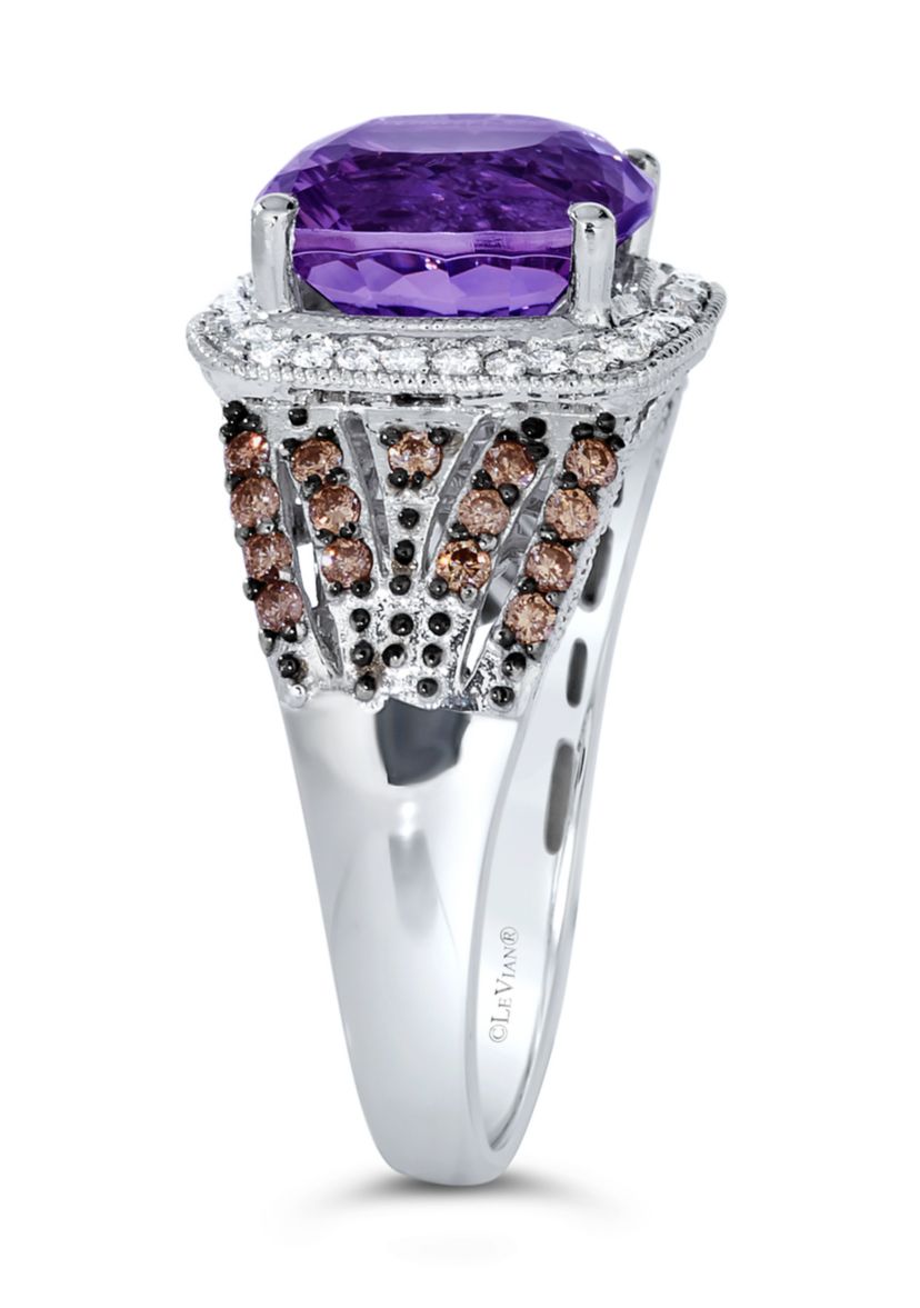 3.5 ct. t.w. Grape Amethyst™, 1/4 ct. t.w. Chocolate Diamonds®, 1/8 ct. t.w. Vanilla Diamonds® Ring in 14K Vanilla Gold®
