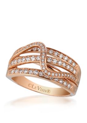 5/8 ct. t.w. Vanilla Diamond® Strawberry 'n Vanilla Gladiator Weave Ring in 14K Strawberry Gold®