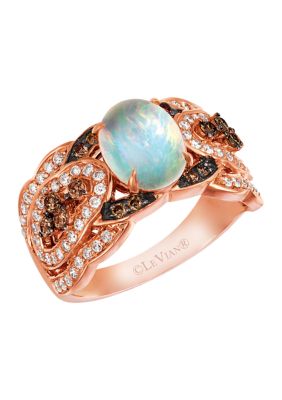 5/8 ct. t.w. Diamond and 7/8 ct. t.w. Opal Ring in 14K Strawberry Gold®