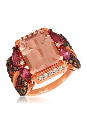 Le Vian ChocolatierÂ® Ring Featuring 4.5 Ct. T.w. Peach Morganiteâ¢, 7/8 Ct. T.w. Passion Fruit Tourmalineâ¢, 1/2 Ct. T.w. Chocolate Diamonds, 1/6