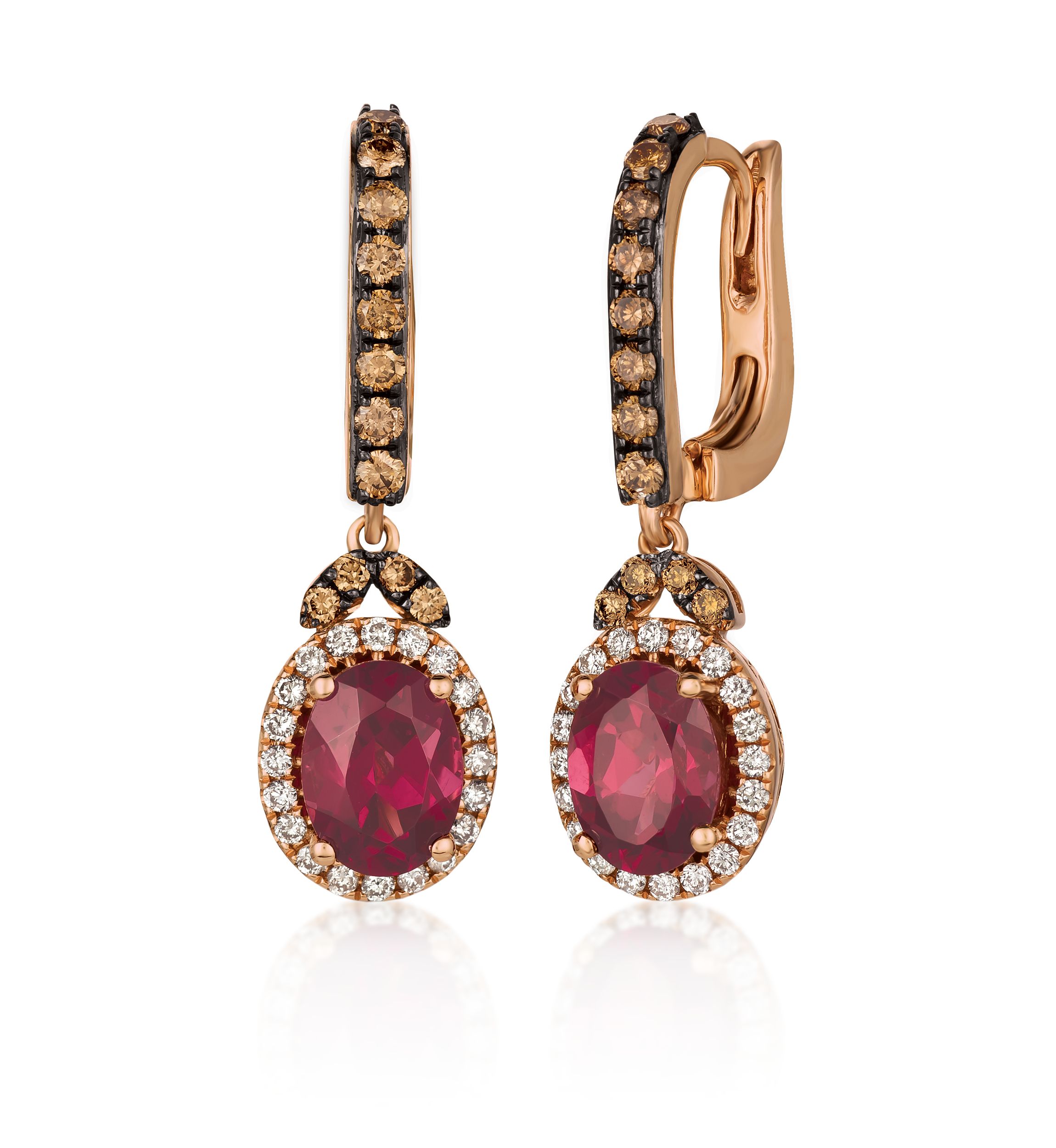 Chocolatier® Raspberry Rhodolite® Drop Earrings in 14k Strawberry Gold®