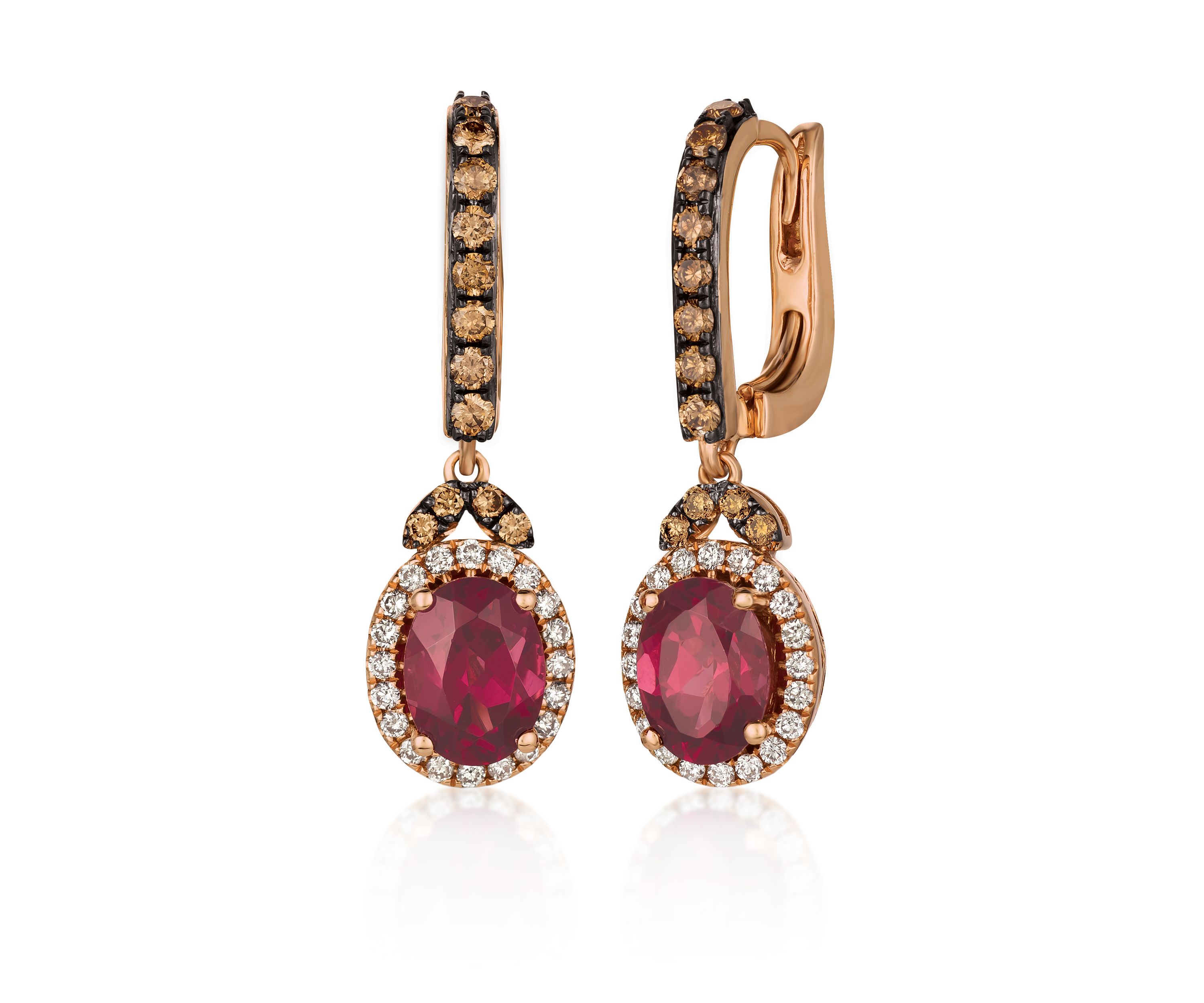 Chocolatier® Raspberry Rhodolite® Drop Earrings in 14k Strawberry Gold®