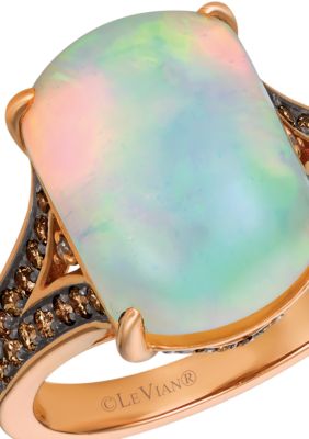 Chocolatier Neopolitan Opal Ring in 14k Strawberry Gold