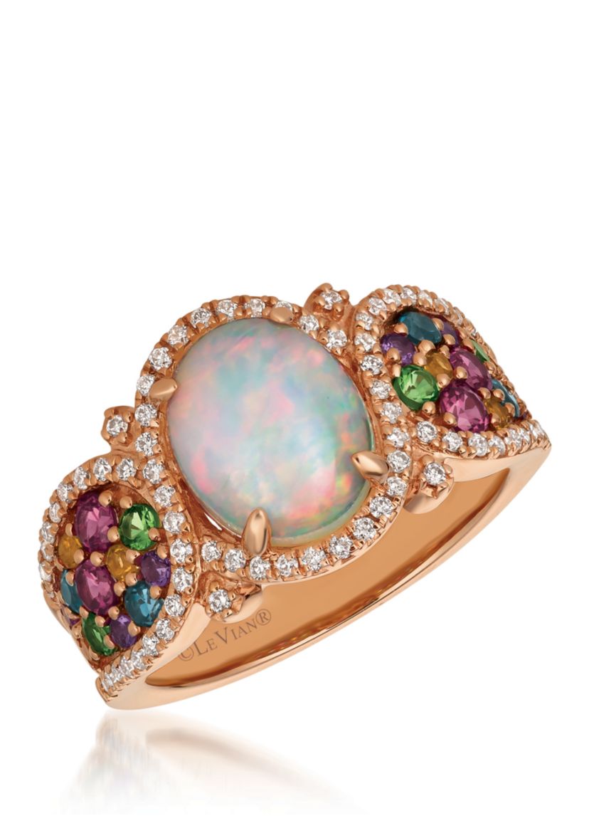 Mixberry Gems Neopolitan Opal Ring in 14k Strawberry Gold