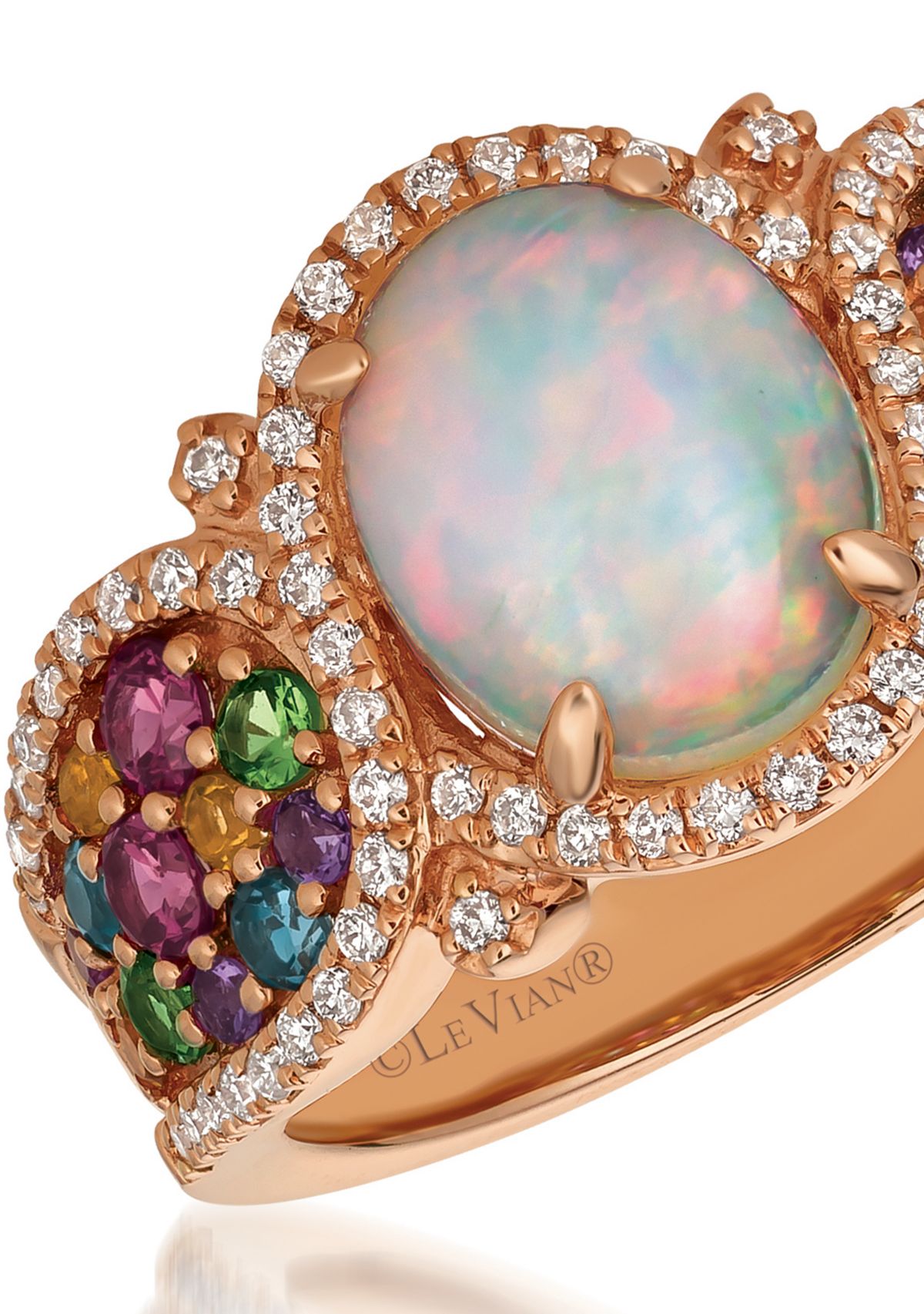 Mixberry Gems Neopolitan Opal Ring in 14k Strawberry Gold