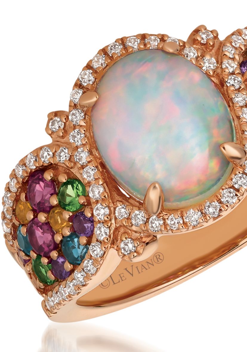 Mixberry Gems Neopolitan Opal Ring in 14k Strawberry Gold