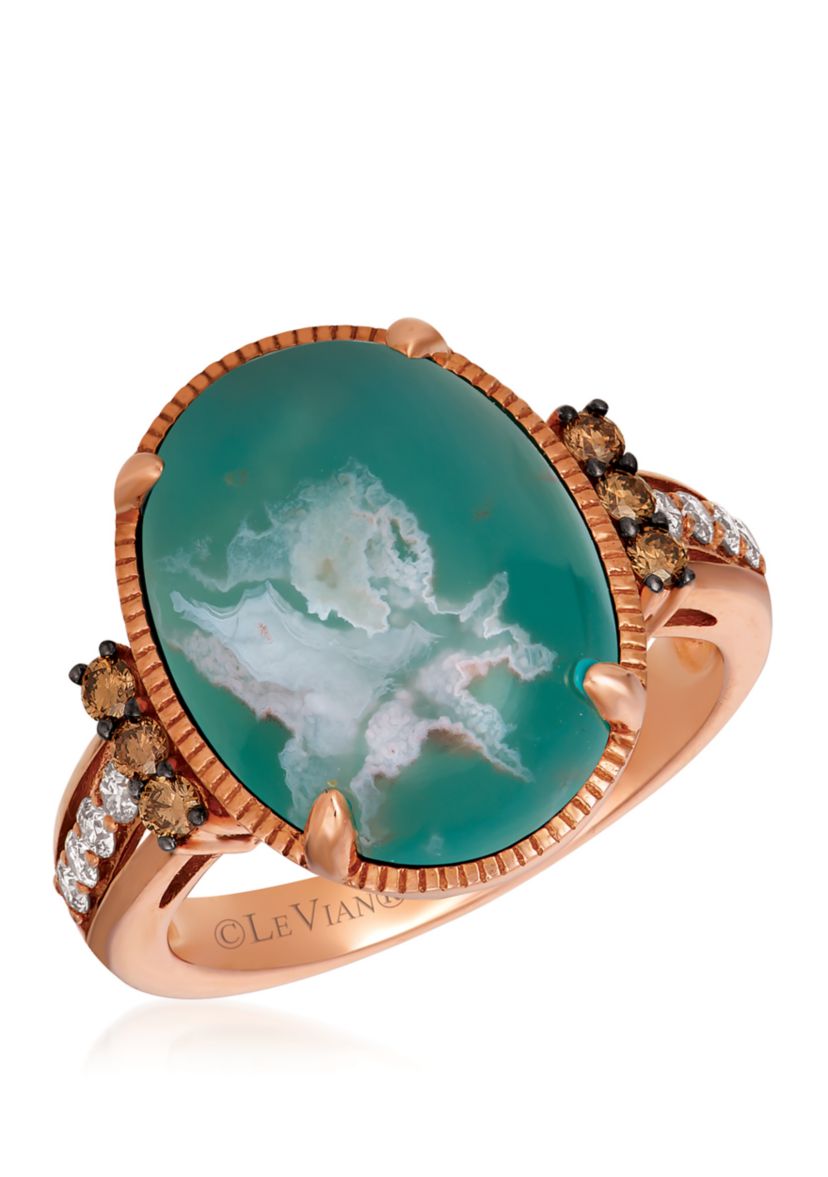  1/3 ct. t.w. Nude Diamonds™ and Chocolate Diamonds® 7.75 ct. t.w. Aquaprase Oval Ring in 14K Rose Gold