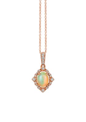 5/8 ct. t.w. Neopolitan Opal™, 1/6 ct. t.w. Vanilla Diamonds® Pendant Necklace in 14K Strawberry Gold®