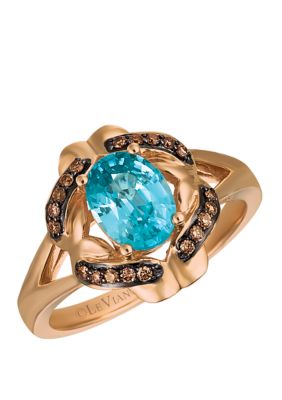 1/8 ct. t.w. Blue Zircon Diamond Ring in 14k Rose Gold