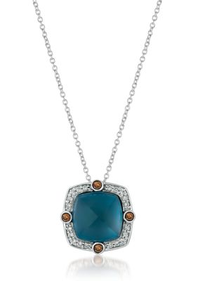 Le Vian 6.87 ct. t.w. Deep Sea Blue Topazâ¢, 1/10 ct. t.w. Chocolate Diamonds, 1/6 ct. t.w. Vanilla Diamonds Necklace in 14K Vanilla Gold