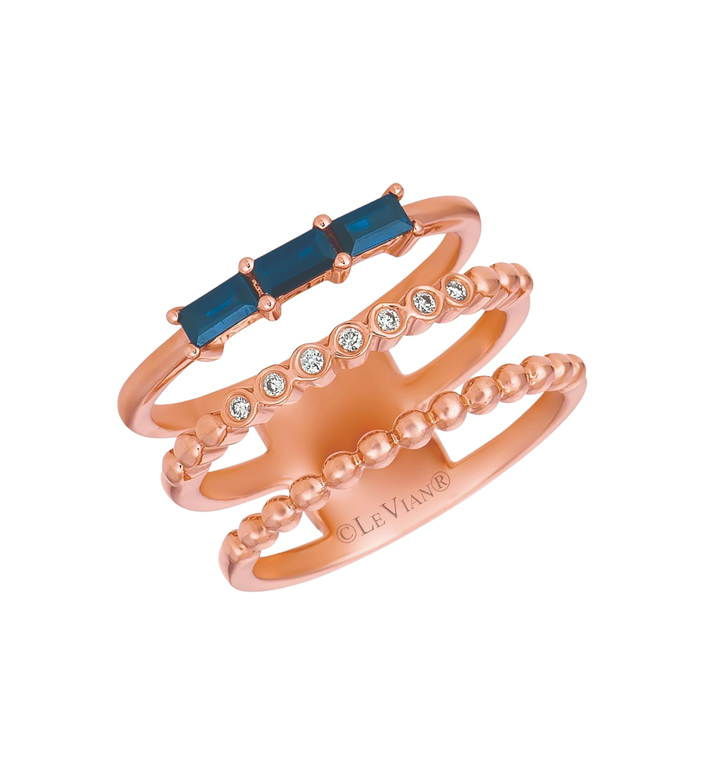 1/2 ct. t.w. Blueberry Sapphire™, 1/20 ct. t.w. Vanilla Diamonds® Ring in 14K Strawberry Gold®