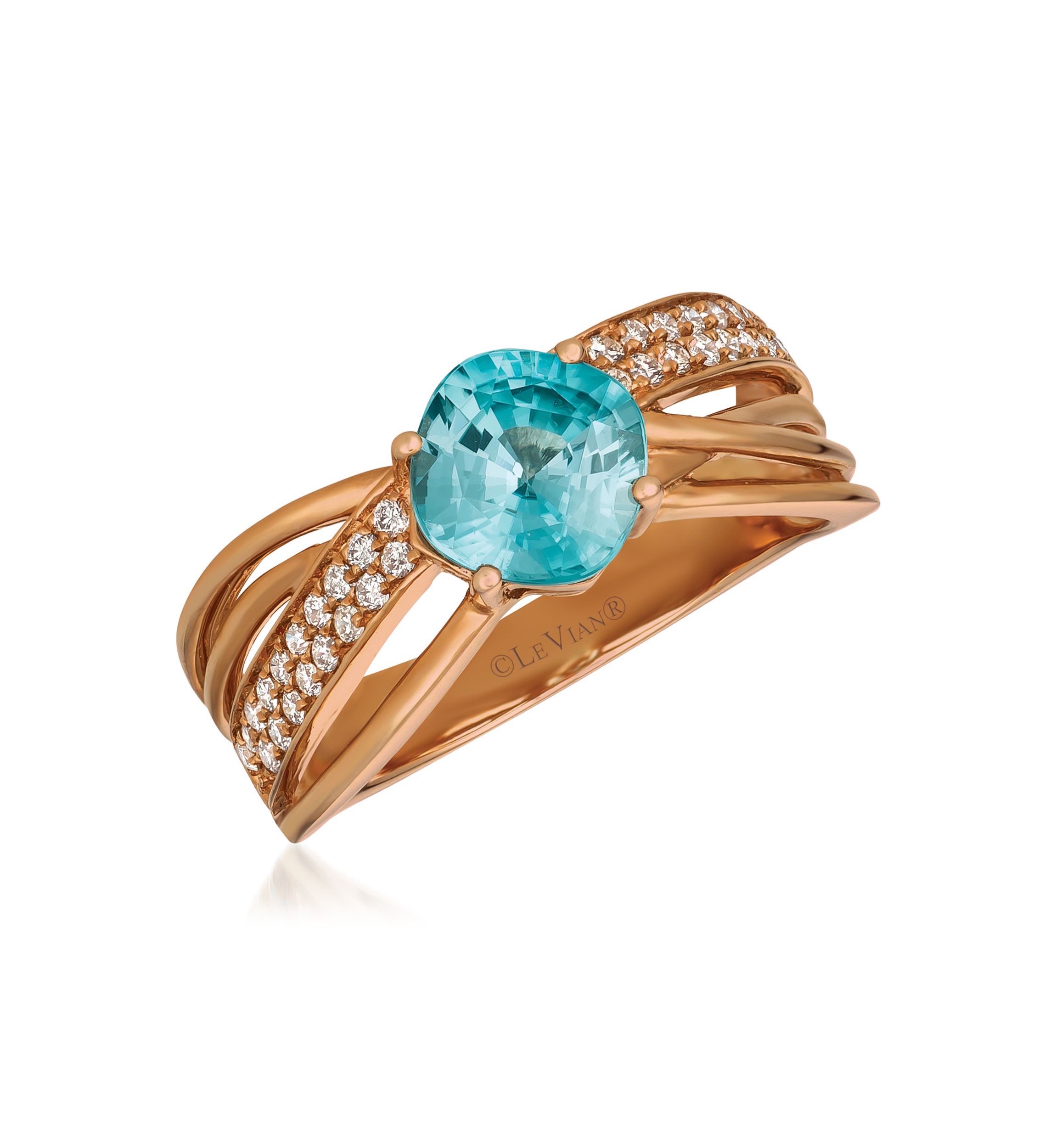 1/4 ct. t.w. Vanilla Diamond® and 1.95 ct. t.w. Zircon Ring in 14K Strawberry Gold®