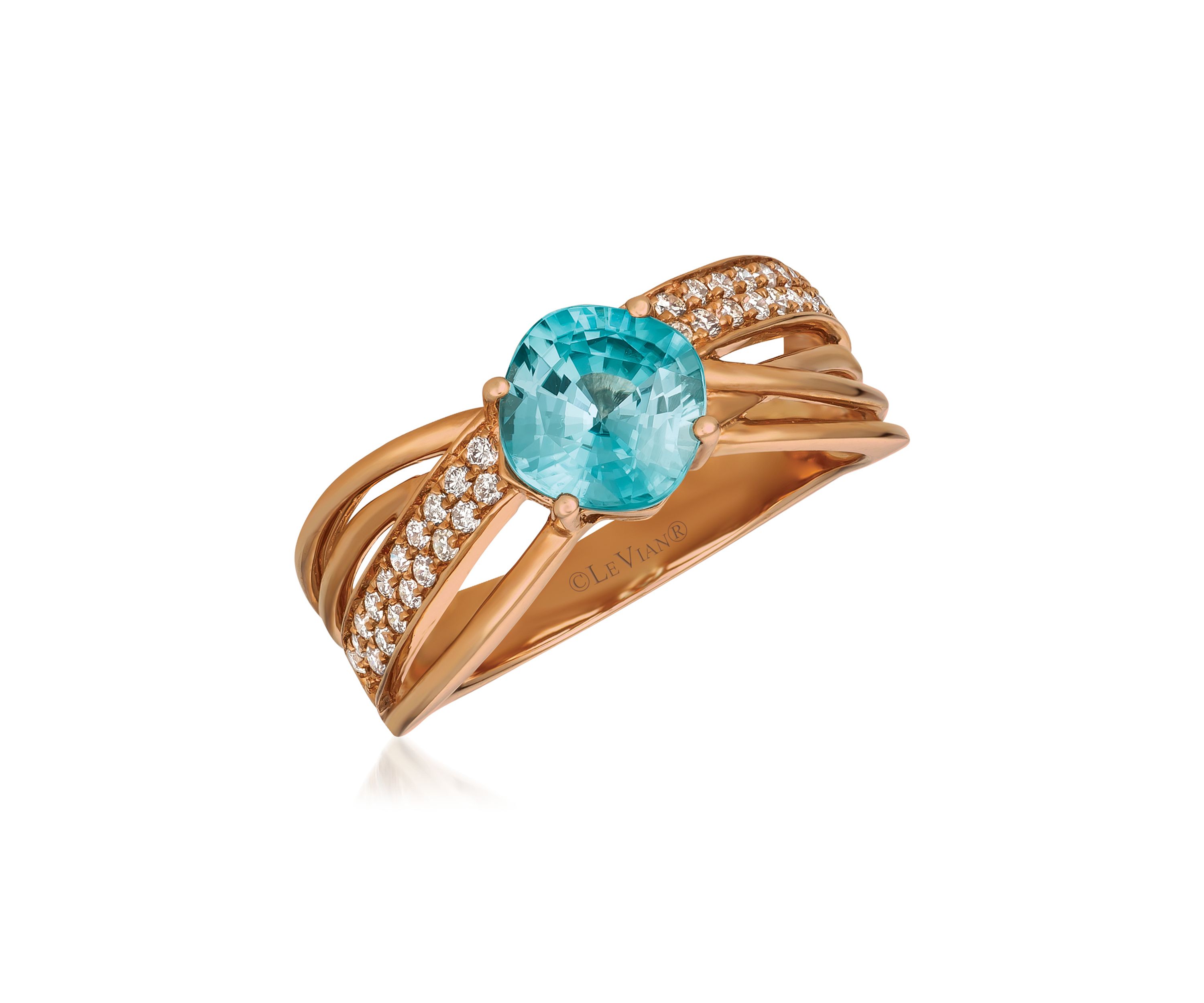 1/4 ct. t.w. Vanilla Diamond® and 1.95 ct. t.w. Zircon Ring in 14K Strawberry Gold®