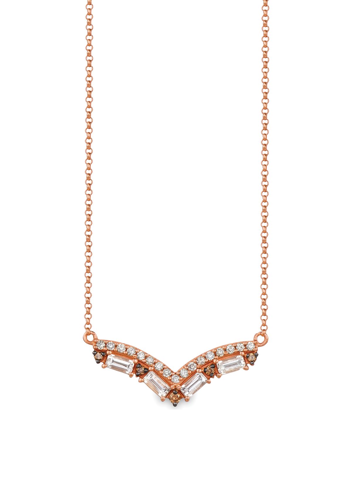 Necklace featuring 1/3 ct. t.w. Peach Morganite™, 1/10 ct. t.w. Chocolate Diamonds®, 1/10 ct. t.w Nude Diamonds® in 14K Strawberry Gold®