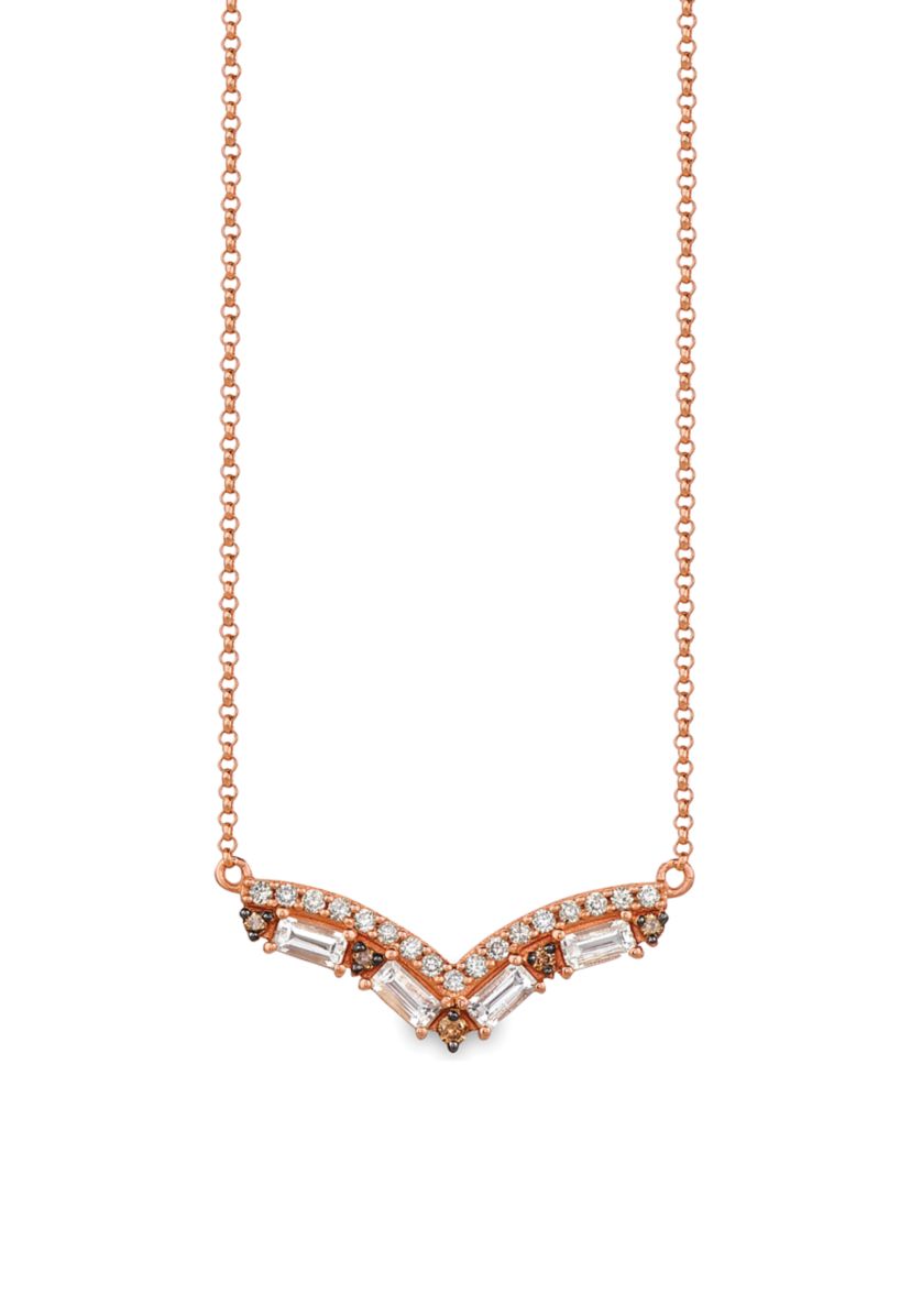 Necklace featuring 1/3 ct. t.w. Peach Morganite™, 1/10 ct. t.w. Chocolate Diamonds®, 1/10 ct. t.w Nude Diamonds® in 14K Strawberry Gold®