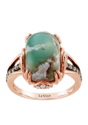 Le Vian Ring Featuring 7 Ct. T.w. Peacock Aquapraseâ¢, 1/5 Ct. T.w. Chocolate Diamonds, 1/5 Ct. T.w. Nude Diamondsâ¢ In 14K Strawberry Gold