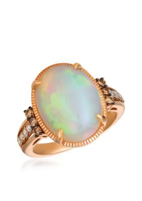 Creme Brulee® 1/2 ct. t.w. Neopolitan Opal™, 1/6 ct. t.w. Chocolate Diamonds®, 1/6 ct. t.w. Nude Diamonds™ Ring in 14K Strawberry Gold®