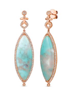 23 1/5 ct. t.w. Peacock Aquaprase™ and 1 3/8 ct. t.w. Vanilla Topaz™ Earrings in 14k Strawberry Gold®