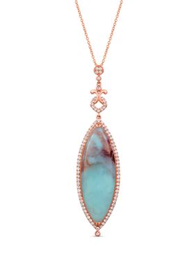 11 5/8 ct. t.w. Peacock Aquaprase™ and 5/8 ct. t.w. Vanilla Topaz™ Pendant Necklace in 14k Strawberry Gold®