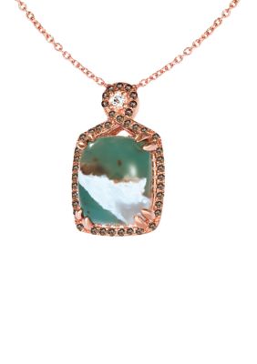 4 ct. t.w. Aquaprase Candy, 1/20 ct. t.w. Vanilla Topaz™, 1/8 ct. t.w. Chocolate Quartz®,  Pendant in 14K Strawberry Gold®