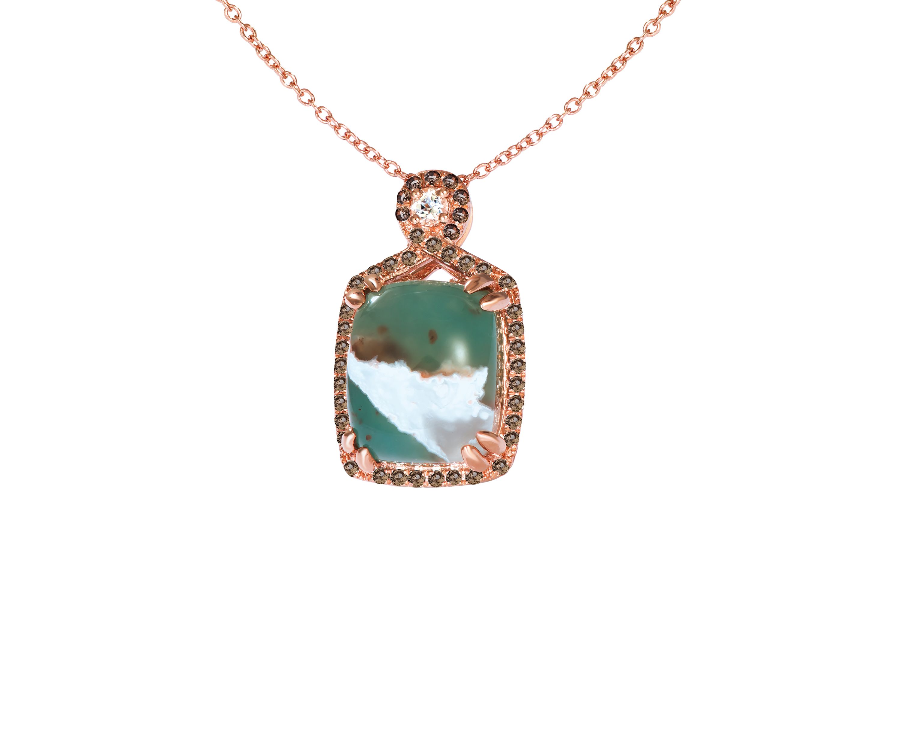 4 ct. t.w. Aquaprase Candy, 1/20 ct. t.w. Vanilla Topaz™, 1/8 ct. t.w. Chocolate Quartz®,  Pendant in 14K Strawberry Gold®