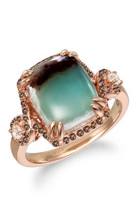 Le Vian 3.75 Ct. T.w. Aquaprase Candy, 1/8 Ct. T.w. Vanilla Topazâ¢, 1/6 Ct. T.w. Chocolate QuartzÂ®, Ring In 14K Strawberry Gold