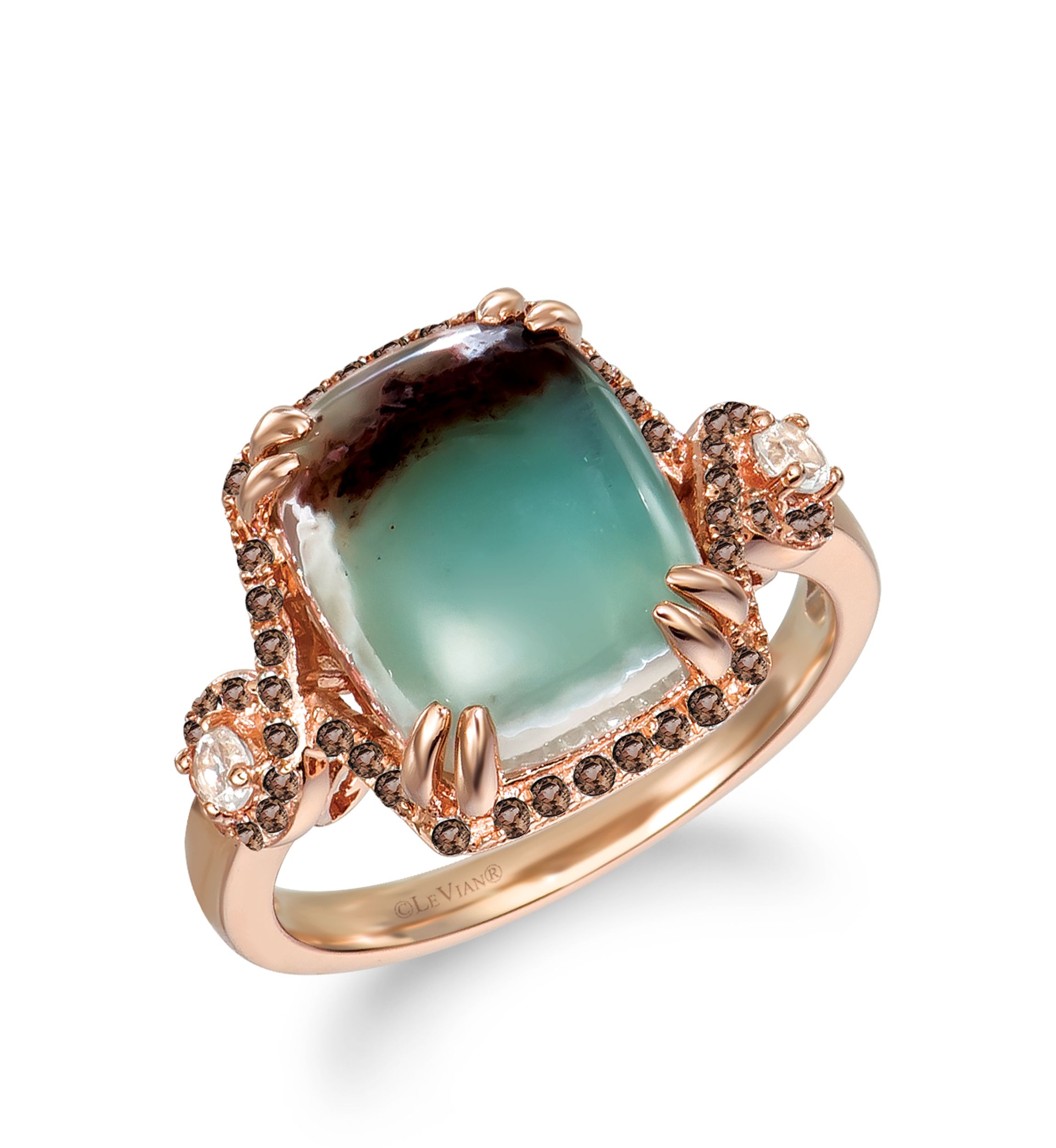3.75 ct. t.w. Aquaprase Candy, 1/8 ct. t.w. Vanilla Topaz™, 1/6 ct. t.w. Chocolate Quartz®,  Ring in 14K Strawberry Gold®
