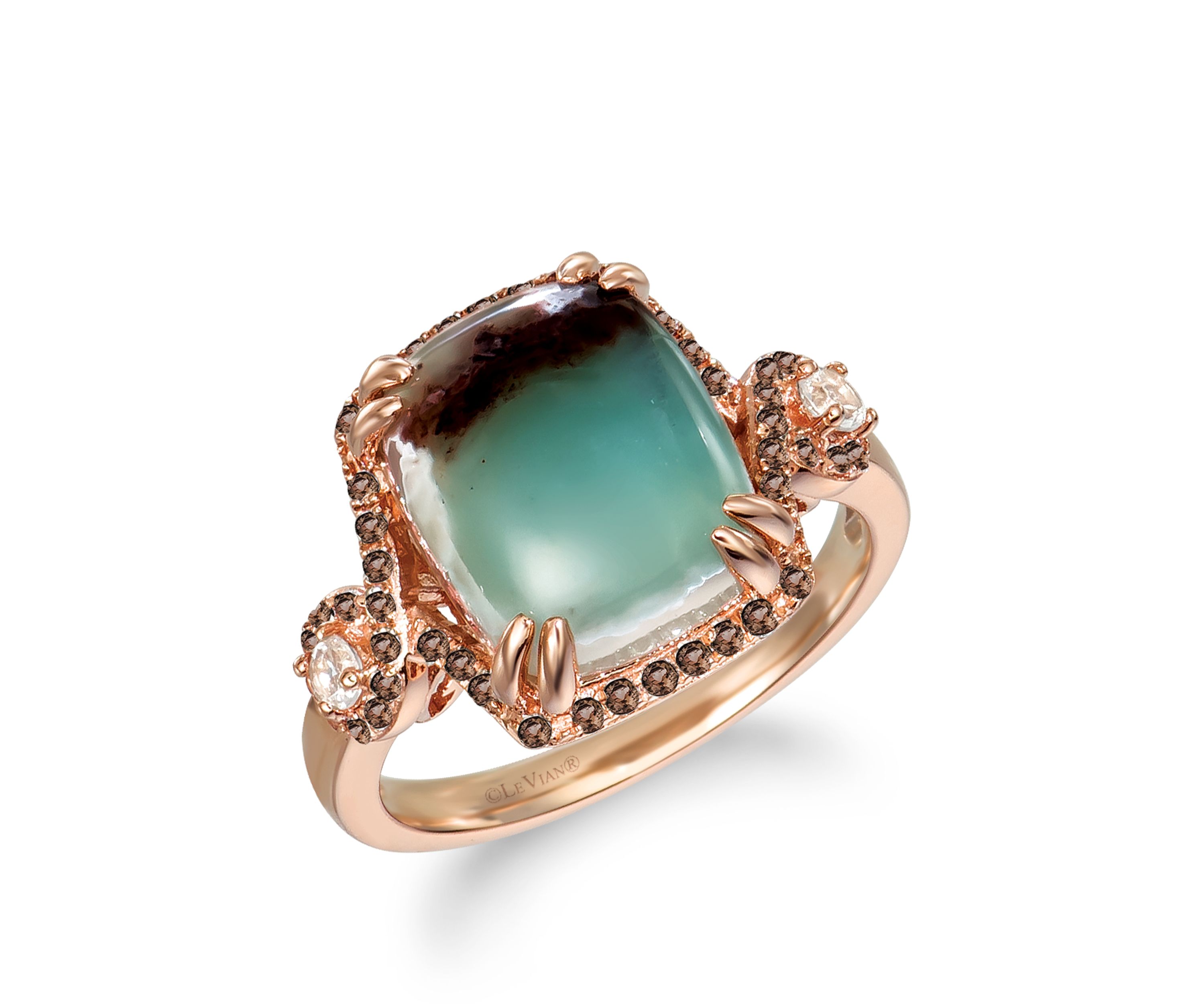 3.75 ct. t.w. Aquaprase Candy, 1/8 ct. t.w. Vanilla Topaz™, 1/6 ct. t.w. Chocolate Quartz®,  Ring in 14K Strawberry Gold®