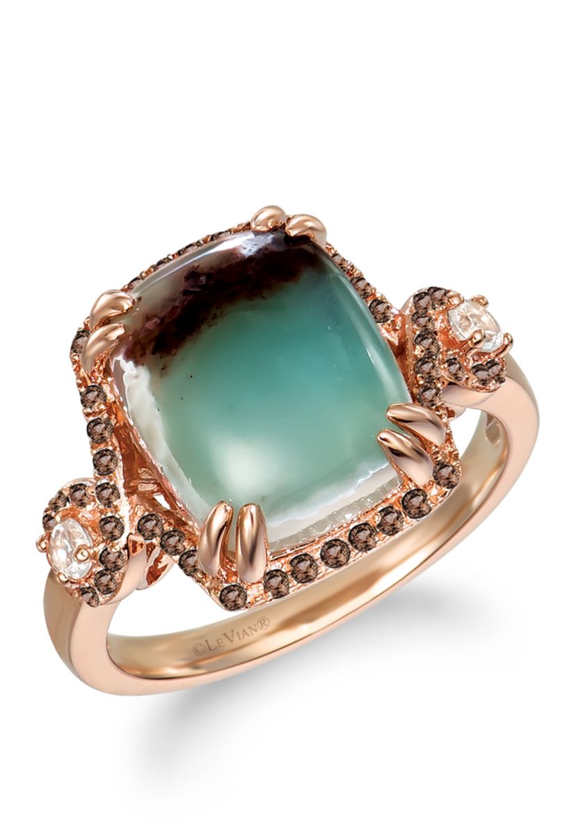 3.75 ct. t.w. Aquaprase Candy, 1/8 ct. t.w. Vanilla Topaz™, 1/6 ct. t.w. Chocolate Quartz®,  Ring in 14K Strawberry Gold®