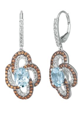 Le Vian 2 Ct. T.w. Sea Blue AquamarineÂ®, 5/8 Ct. T.w. Nude Diamondsâ¢, 5/8 Ct. T.w. Chocolate Diamonds Drop Earrings In 14K Vanilla Gold