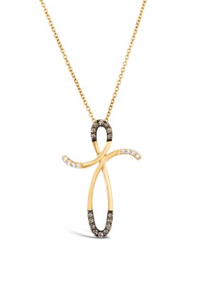 Le Vian 1/8 ct. t.w. Chocolate Diamonds, 1/10 ct. t.w. Vanilla Diamonds ChocolatierÂ® Pendant Necklace in 14K Honey Gold -  5400455TQMA236YG