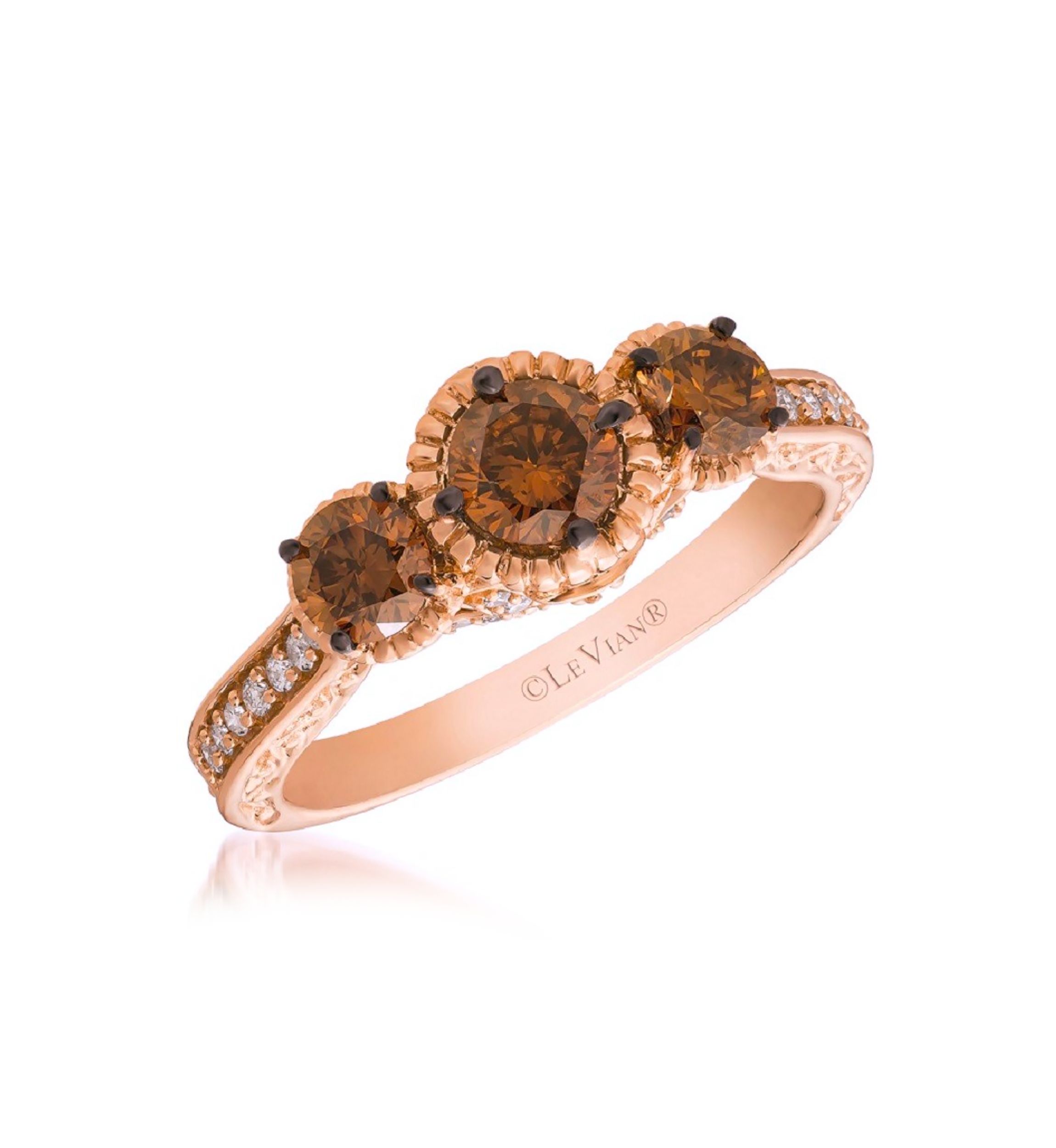  Chocolatier® Ring featuring 7/8 ct. t.w. Chocolate Diamonds®, 1/5 ct. t.w. Vanilla Diamonds® set in 14K Strawberry Gold®