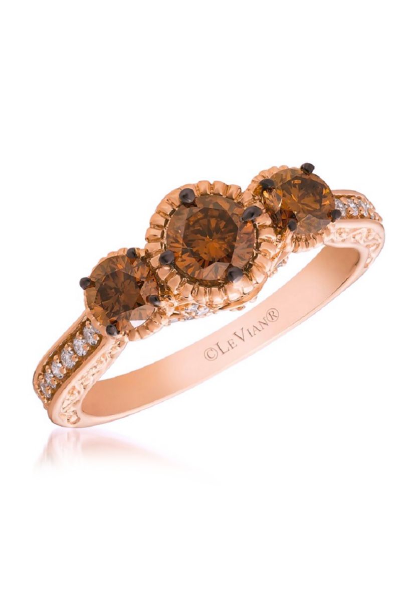  Chocolatier® Ring featuring 7/8 ct. t.w. Chocolate Diamonds®, 1/5 ct. t.w. Vanilla Diamonds® set in 14K Strawberry Gold®