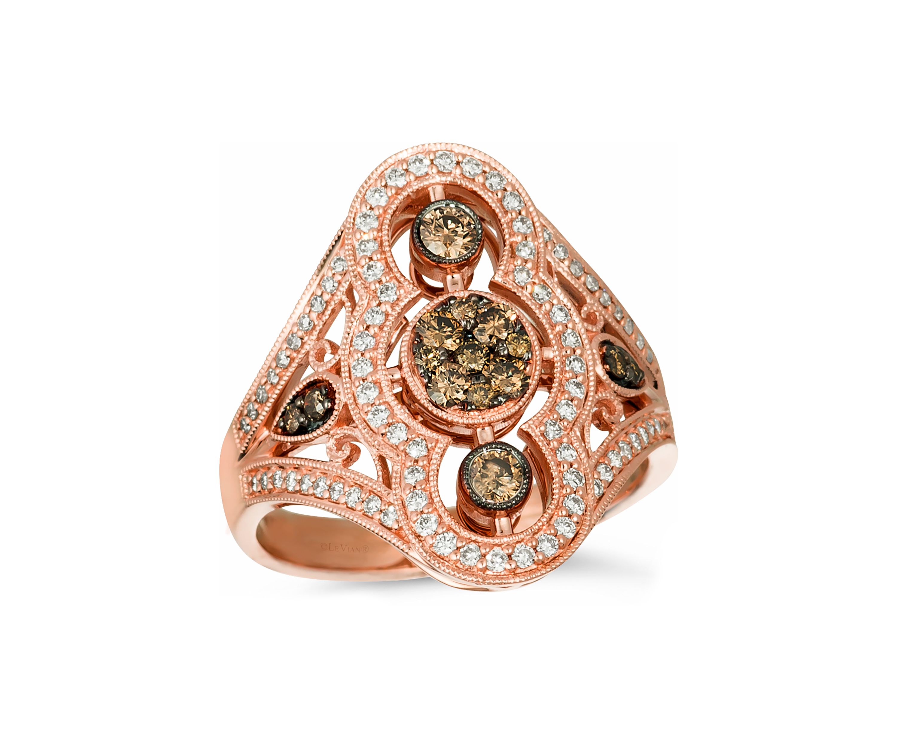  Chocolatier® Ring featuring 1/2 ct. t.w. Chocolate Diamonds®, 1/2 ct. t.w. Vanilla Diamonds® set in 14K Strawberry Gold®