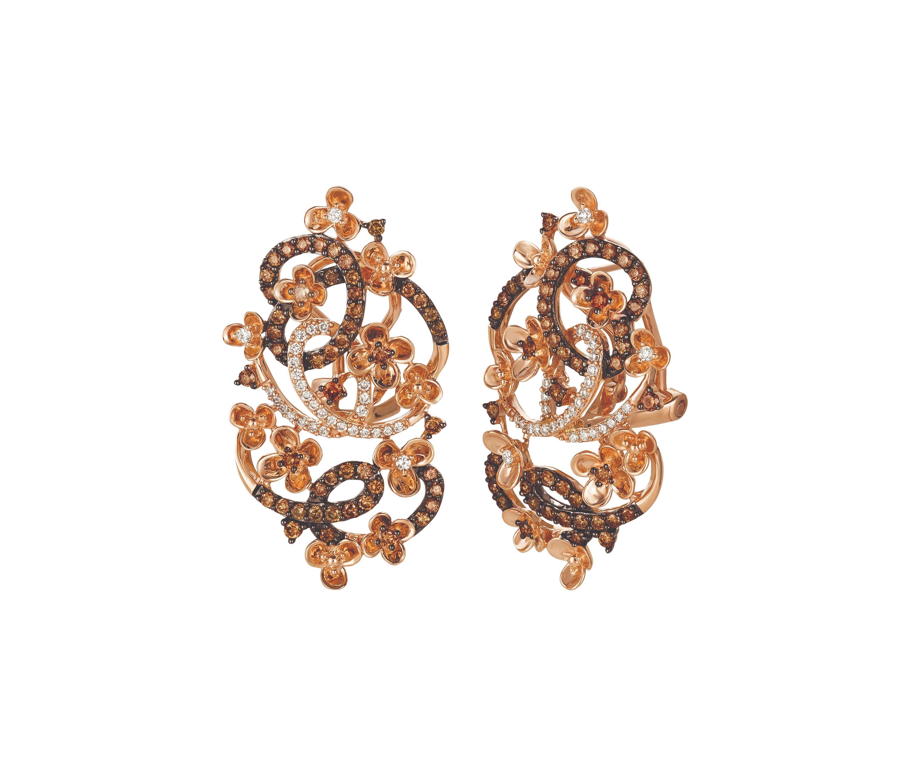 Chocolatier® Earrings featuring 1 ct. t.w. Chocolate Diamonds®, 1/4 ct. t.w. Vanilla Diamonds® in 14K Strawberry Gold®