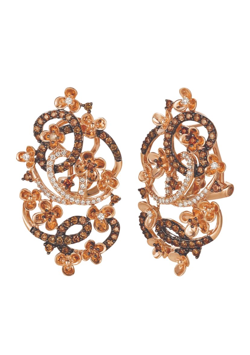 Chocolatier® Earrings featuring 1 ct. t.w. Chocolate Diamonds®, 1/4 ct. t.w. Vanilla Diamonds® in 14K Strawberry Gold®