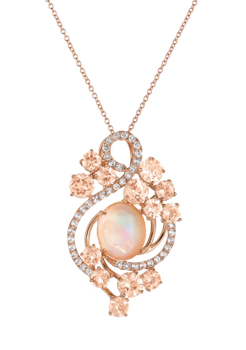 2.62 ct. t.w. Neopolitan Opal™, 3.2 ct. t.w. Peach Morganite™, 3/4 ct. t.w. Vanilla Topaz™ Necklace in 14K Strawberry Gold®