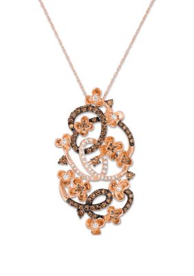 7/8 ct. t.w. Chocolate Diamonds®, 1/4 ct. t.w. Vanilla Diamonds® Chocolatier® Pendant Necklace in 14K Strawberry Gold®