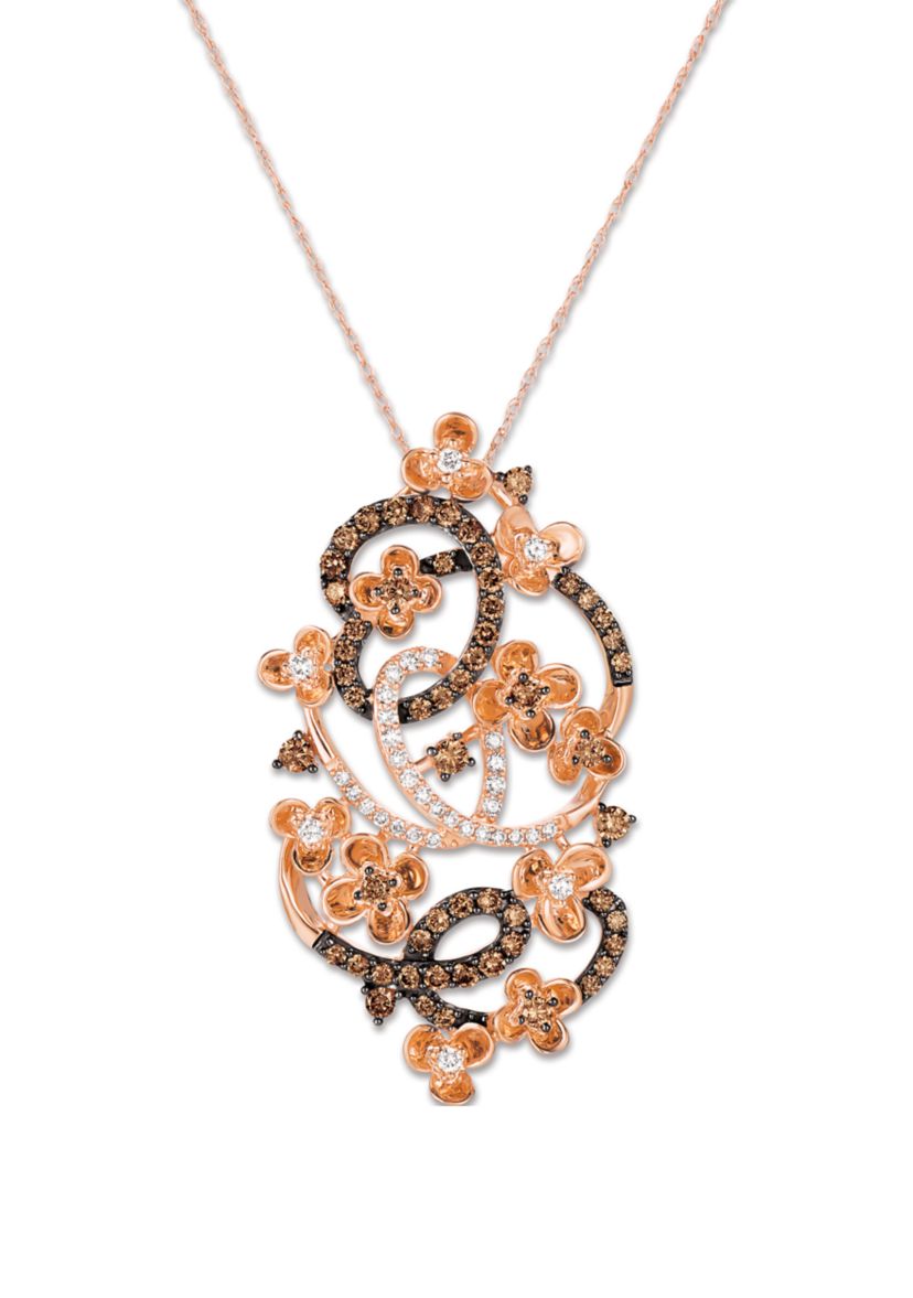 7/8 ct. t.w. Chocolate Diamonds®, 1/4 ct. t.w. Vanilla Diamonds® Chocolatier® Pendant Necklace in 14K Strawberry Gold®