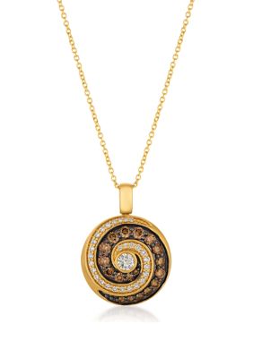 1/2 ct. t.w. Chocolate Diamonds®, 1/4 ct. t.w. Vanilla Diamonds® Chocolatier® Pendant Necklace in 14K Honey Gold™