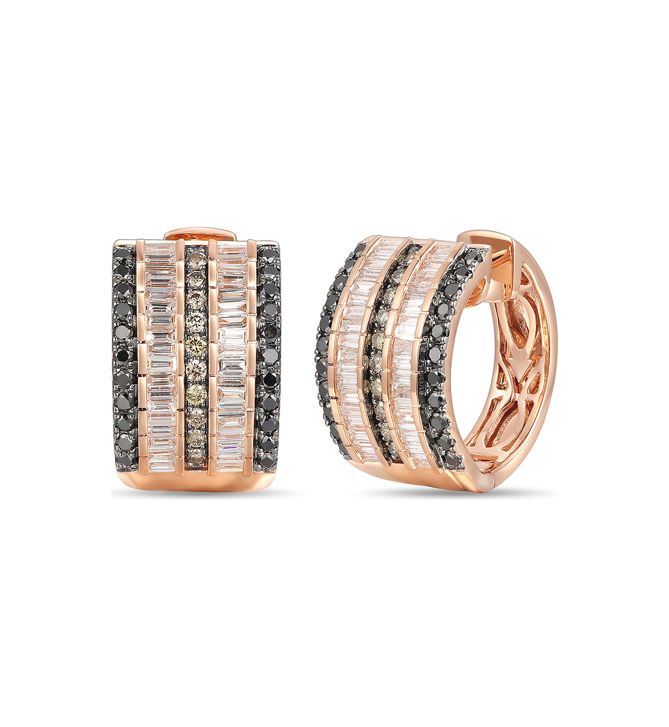 3/4 ct. t.w. Vanilla Diamonds®, 3/8 ct. t.w. Blackberry Diamonds®, 1/5 ct. t.w. Chocolate Diamonds® Earrings in 14K Strawberry Gold®