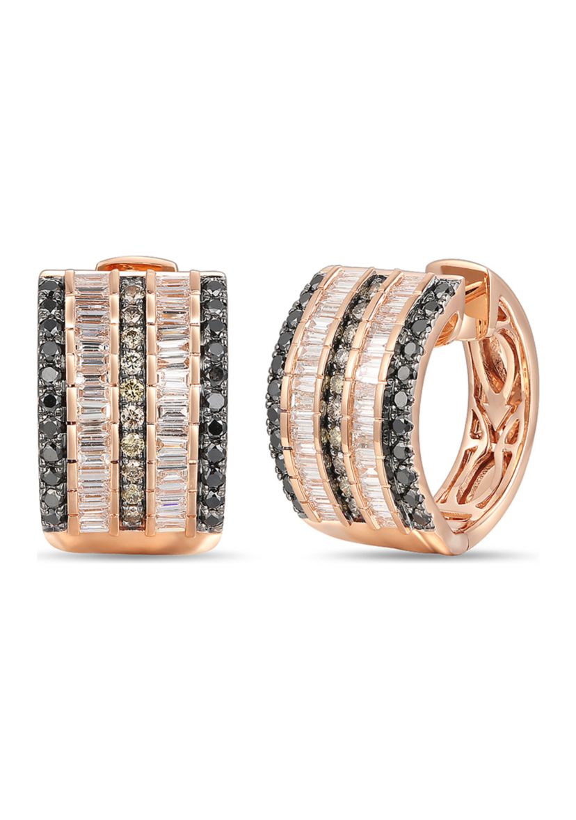 3/4 ct. t.w. Vanilla Diamonds®, 3/8 ct. t.w. Blackberry Diamonds®, 1/5 ct. t.w. Chocolate Diamonds® Earrings in 14K Strawberry Gold®