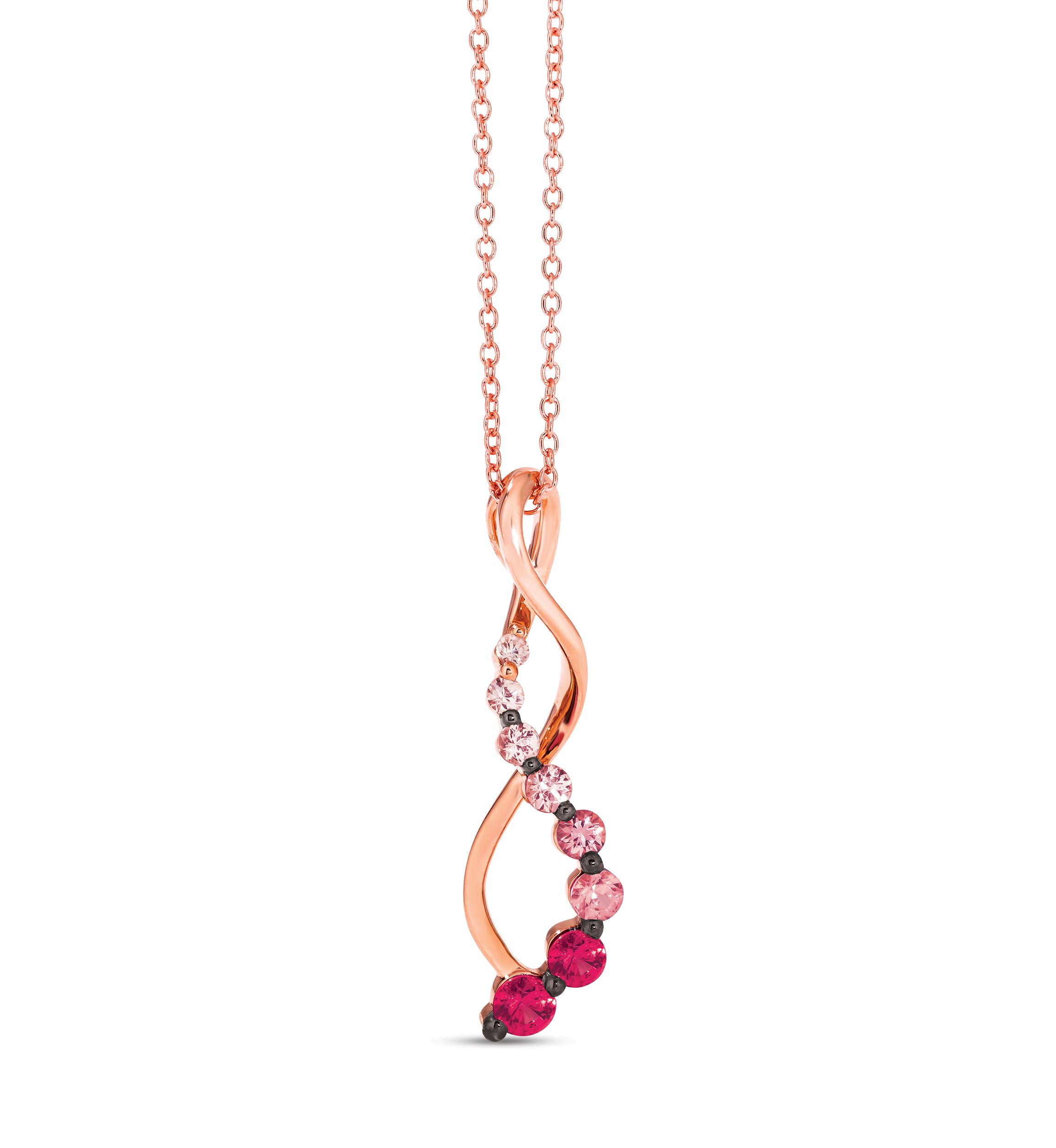 1/2 ct. t.w. Strawberry Ombré Sapphires®, 1/10 ct. t.w. White Sapphire Ombré Pendant Necklace in 14K Strawberry Gold®